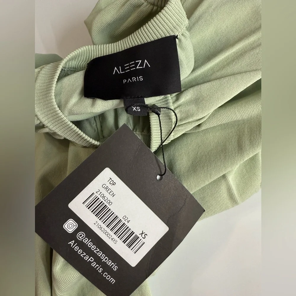NWT ALEEZA PARIS Women’s Mint Green 3/4 Sleeve Knit Top Sz XS